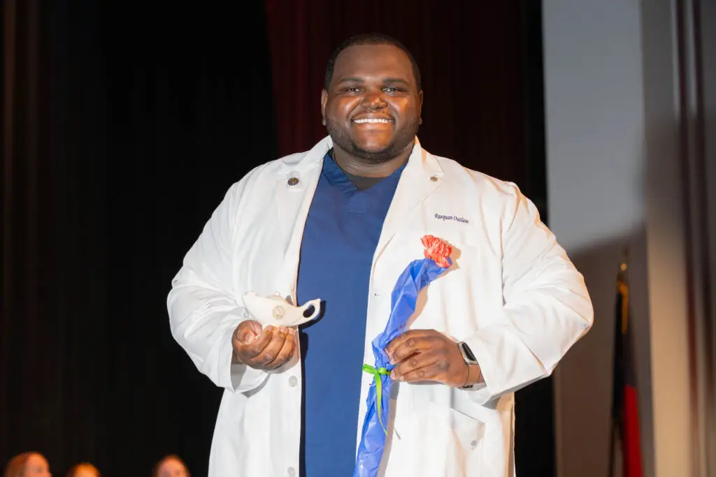 Raequan Outlaw at the Halifax Community College School of Health Sciences Pinning Ceremony, held on May 6, 2025