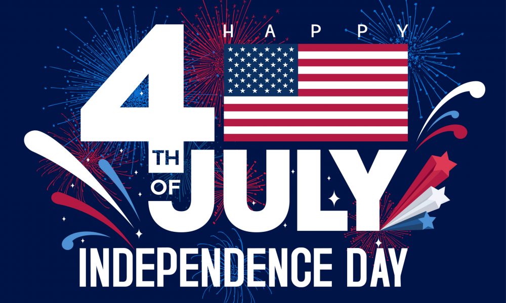 4th of July Happy Independence Day USA, vertical template. American flag. US national holiday, Independence Day.